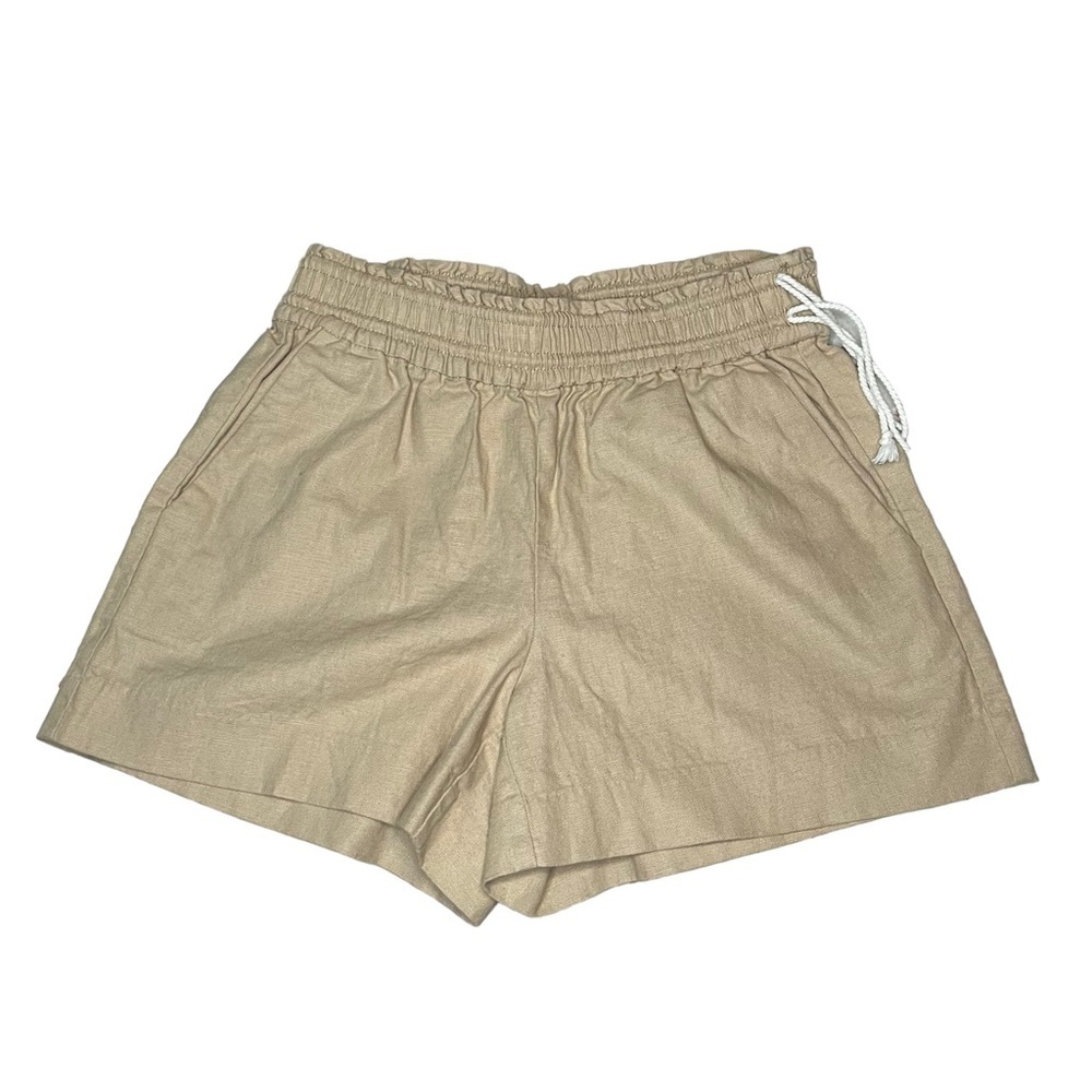 J Crew Linen Blend Natural Elastic Waist Shorts Size XXS